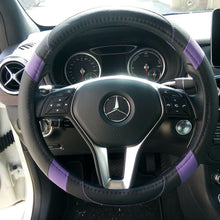 2019 Black & Purple Slip-On Style PU Steering Wheel Cover Perfect Fit Non-Slip