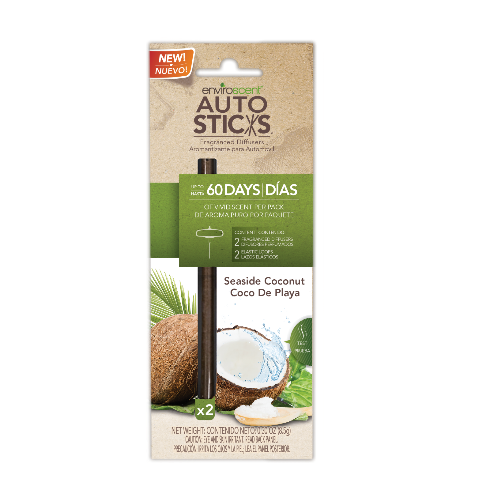 ENVIROSCENT AUTOSTICKS FRAGRANCE DIFFUSER CAR AIR FRESHENER - 2PK