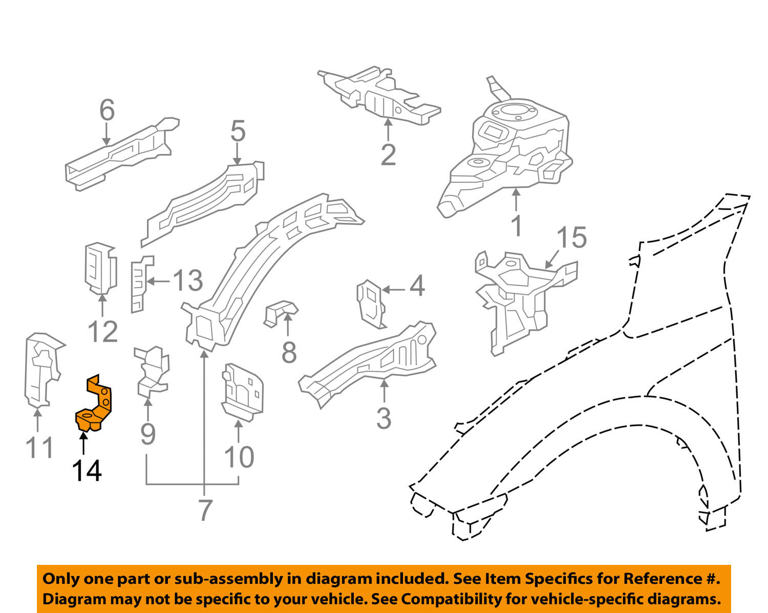 HONDA OEM 16-17 Civic Fender-Support Bracket Right 60847TBA305ZZ