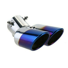 63mm 2.5" Stainless Steel Dual Car Exhaust Muffler Pipe Blue Tail Tip Universal