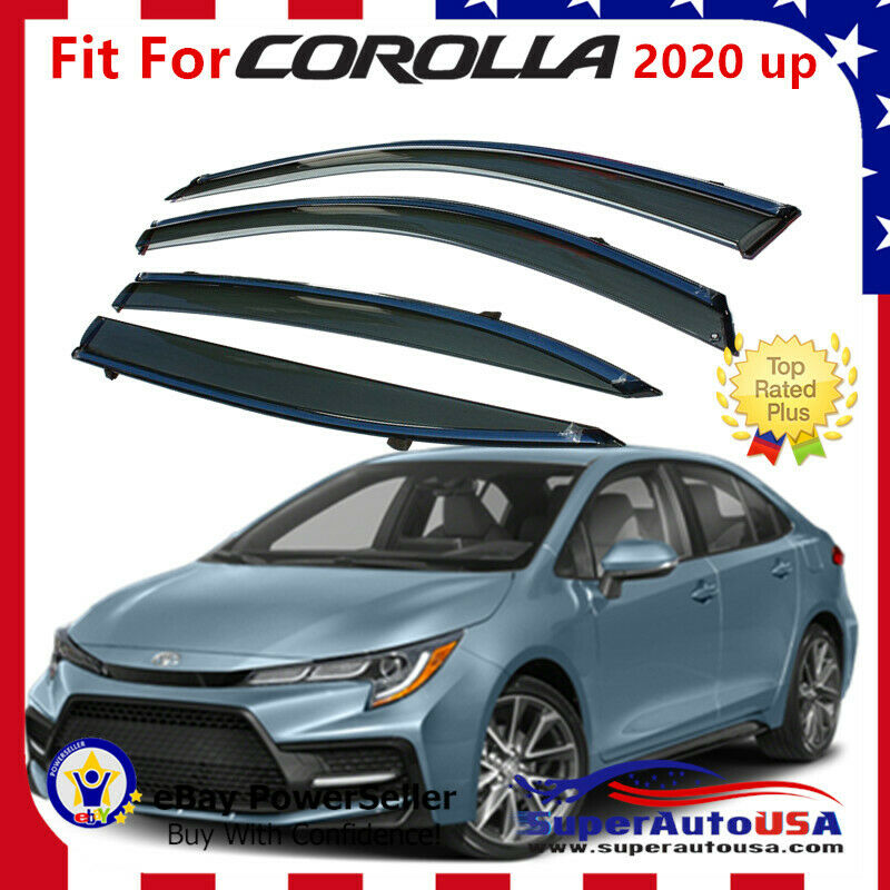 Fit For 2020 up TOYOTA Corolla Chrome Trim WINDOW VISOR RAIN/SUN VENT SHADE