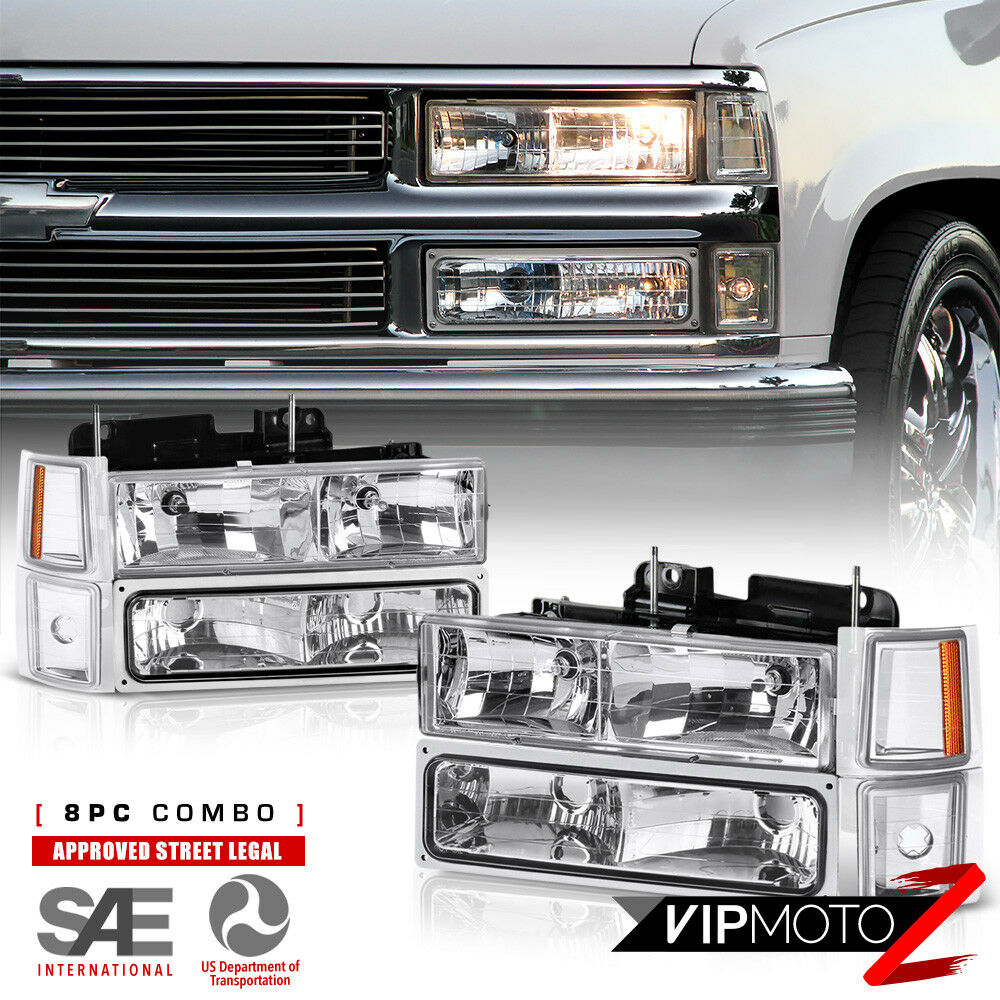 1994-1998 Chevy Silverado Suburban Tahoe CK Chrome Bumper Signal Headlight Lamps