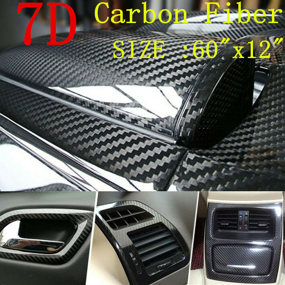 7D Accessories Car Stickers Carbon Fiber Vinyl Film Wrap Auto Interior Glossy