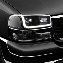 1999-2006 GMC Sierra 1500 2500 DRL LED Black Headlights +Bumper+Clear Reflector