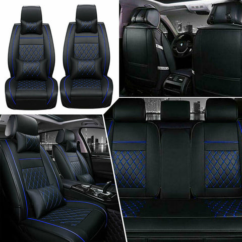 11pc 5-Sit Car Seat Covers Front Rear Top PU Leather Cushion Protector Interior