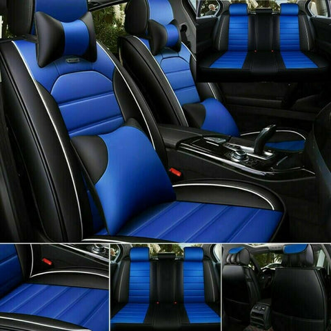 5D Deluxe Car Sit Covers 5-Seats Cushions PU Leather Universal Cars Accessories