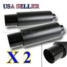 TRACK PERFORMANCE! 2X N1 STYLE ALL MATTE BLACK STRAIGHT EXHAUST MUFFLER+ CF TIP