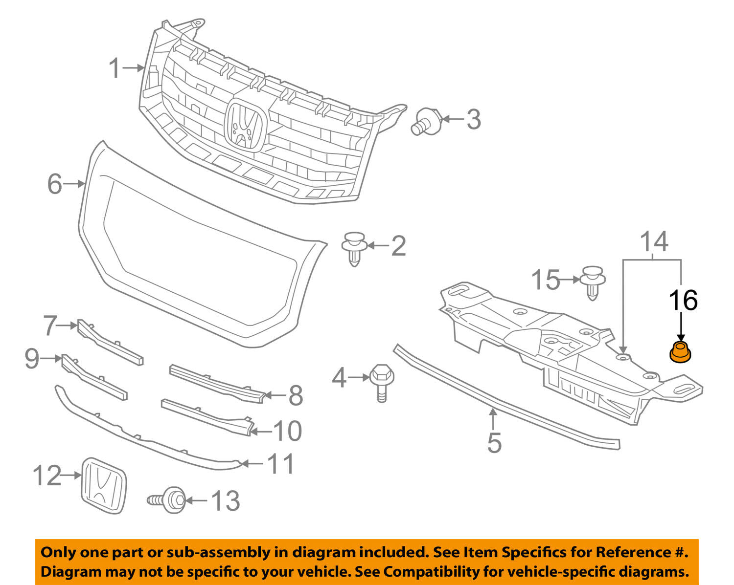 HONDA OEM Grille Grill-Sight Shield Cushion 74175SMA000