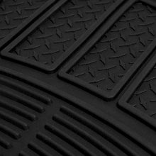 Black All Weather Rubber Car Floor Mats - Heavy Duty Ridges Diamond Grid Heelpad