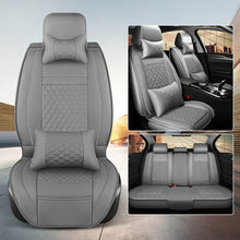 Gray Universal Car Seat Covers PU Leather 5-Seat Front&Rear Interior Cushions US