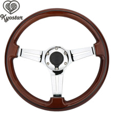 14inch Alloy Wood Grain Trim Classic Wooden Chrome Spoke Steering Wheel Wooden