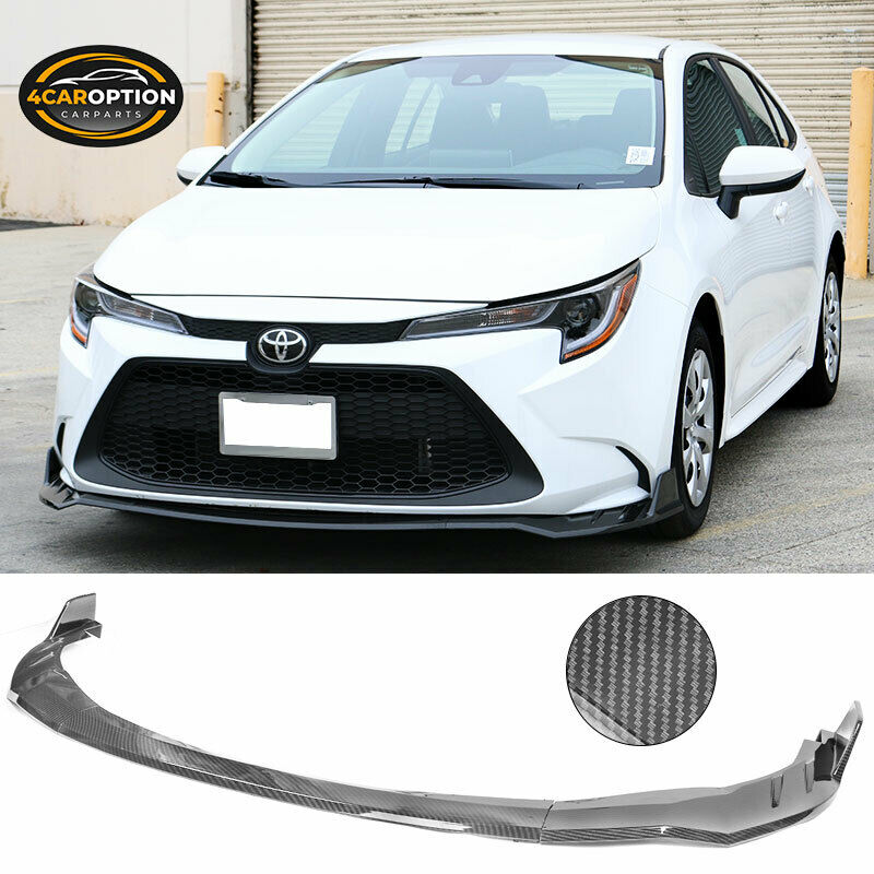 Fits 20-21 Toyota Corolla LE Front Bumper Lip Spoiler Carbon Fiber Print