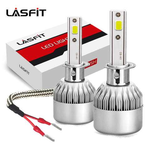 2x LASFIT H1 LED Light Bulbs High Beam Headlight 60W 7600LM 6000K Super Bright