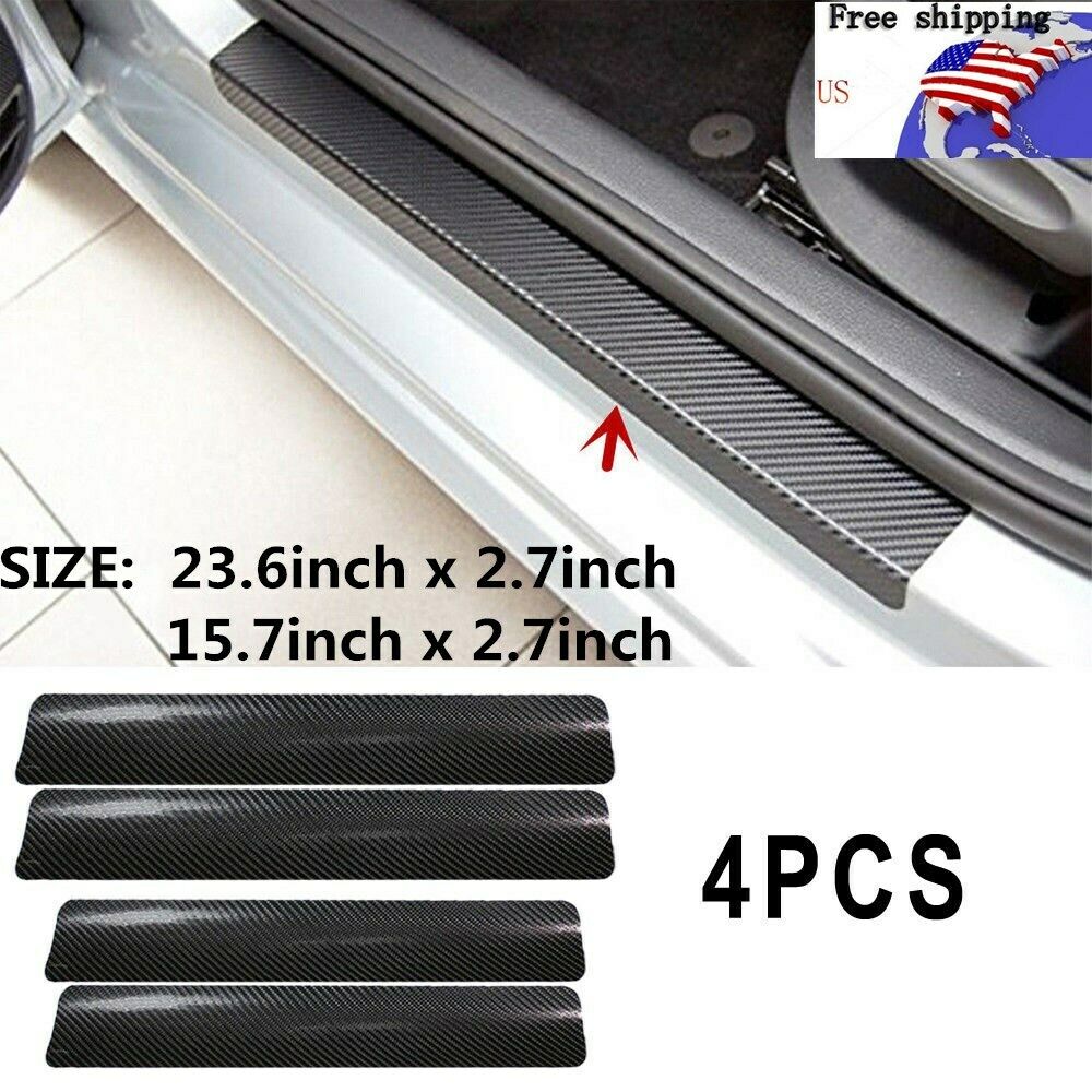 Carbon Fiber 4x Car Door Plate Sill Scuff Cover Anti Scratch Sticker Accessories