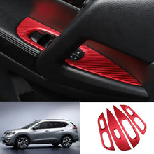 For Nissan Rogue 2014-2020 Red Carbon Fiber car Window lift panel switch cover