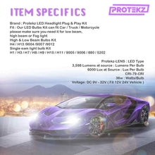 Protekz LED Fog Light Kit 2 Bulbs CREE H8 6000K for 2017 - 2019 Nissan Rogue