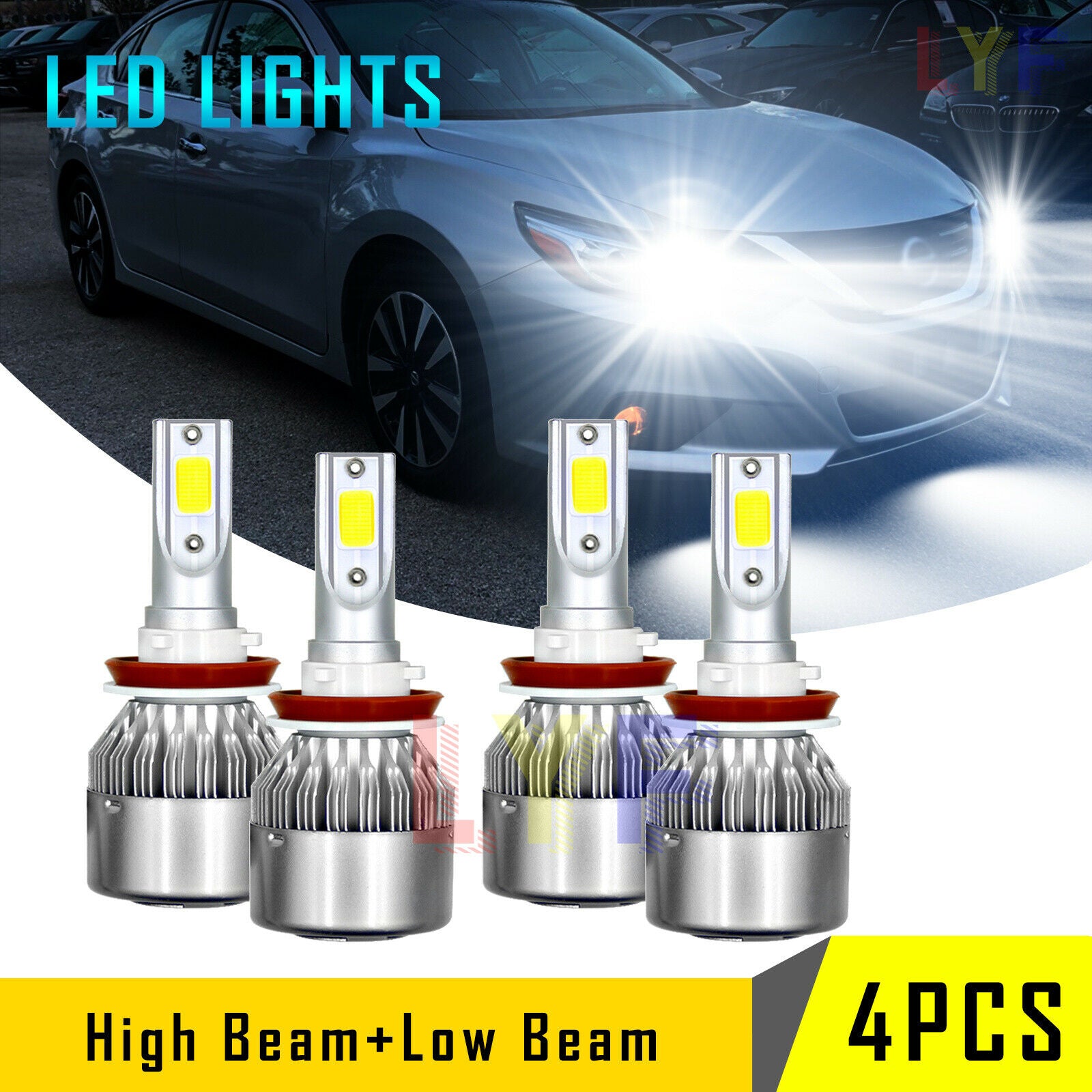 Combo LED Headlight Bulbs Fit for Nissan Altima 2014-2018 High Low Beam White