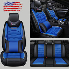 5-Seat Car Seat Cover Full Front+Rear Cushion Universal Deluxe PU leather Pillow