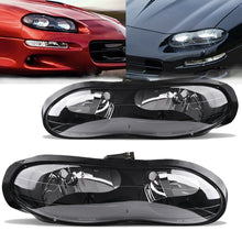 for 1998-2002 Chevy Camaro Z28 Z28 SS Black Clear Headlights Headlamps Assembly