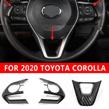 3pcs For 2020 Toyota Corolla Carbon Fiber Style Steering Wheel Frame Cover Trim