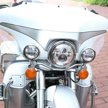 75W 7" LED Projector Headlight + Passing Lights Fit for Harley Touring Chrome