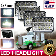 4pcs 4x6'' 75W Led Headlights Hi-Lo Sealed Beam for Peterbilt Kenworth T800 W900