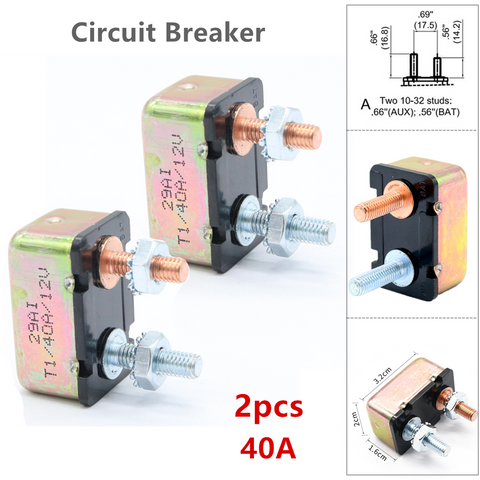 2pcs*Automatic Auto Reset 40A Universal Overload Circuit Breaker For Car Boat RV
