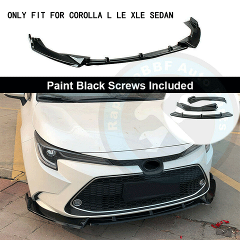 Fit For Toyota Corolla 2020-2022 Gloss Black Front Bumper Lip Body Kit Spoiler