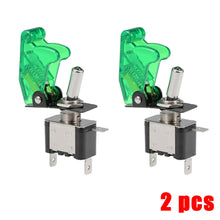 2Pcs Universal Green Cover LED Toggle Switch Racing SPST ON/OFF 20A ATV 12V DC