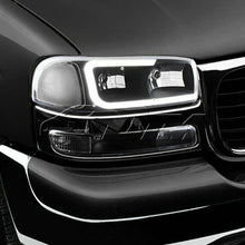 For 1999-2006 GMC Sierra 1500 2500 G2 DRL LED Black Clear Headlights+Bumper 4PCS