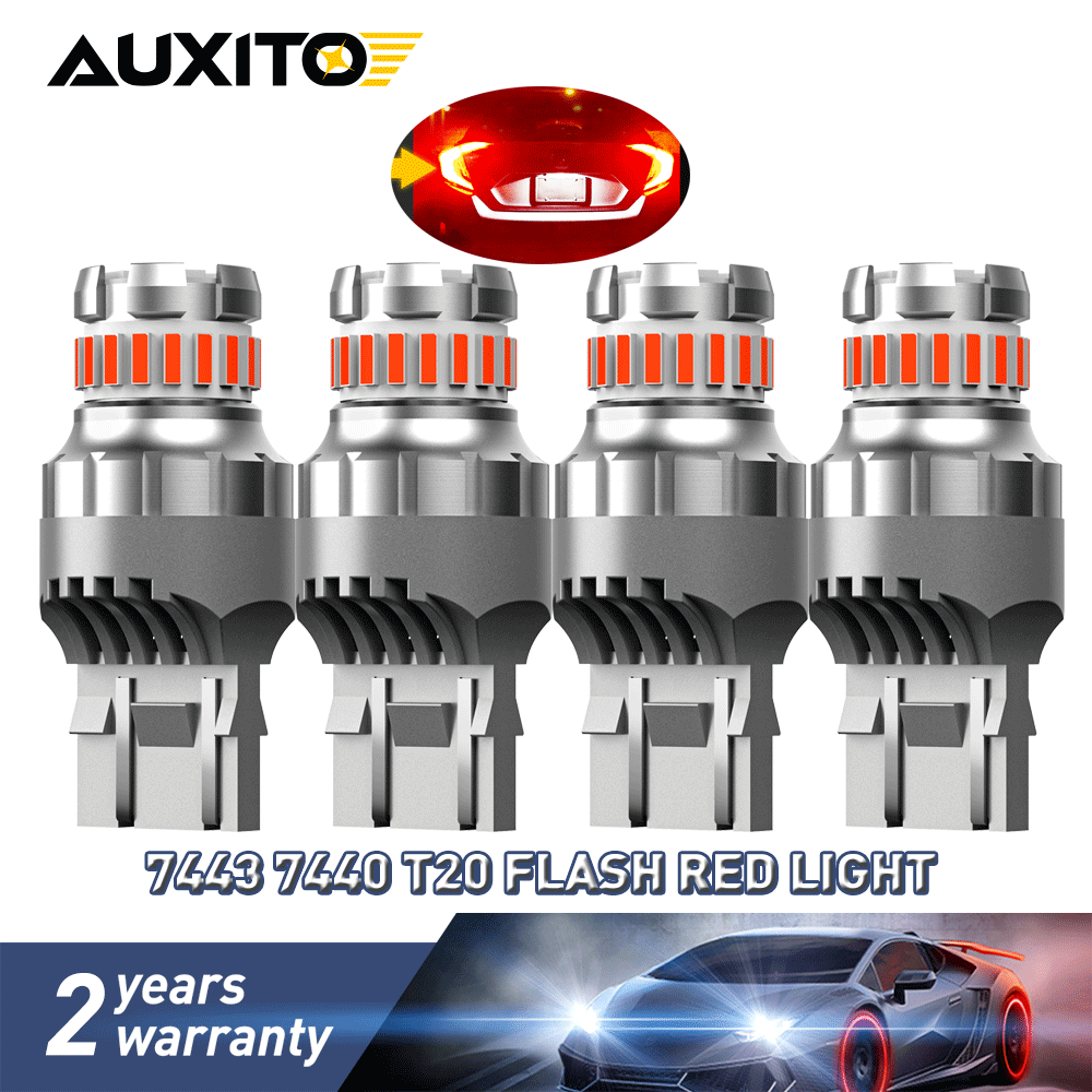 4x 7443 7440 Red Strobe LED Flashing Blinking Brake Light Tail Stop Parking Bulb