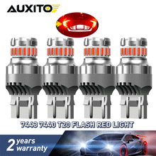 4x 7443 7440 Red Strobe LED Flashing Blinking Brake Light Tail Stop Parking Bulb