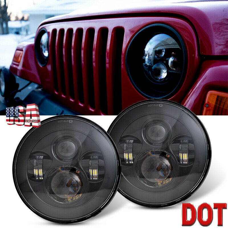 7'' Round Cree LED Headlights High Low Beam for Jeep Wrangler JK TJ LJ CJ Hummer