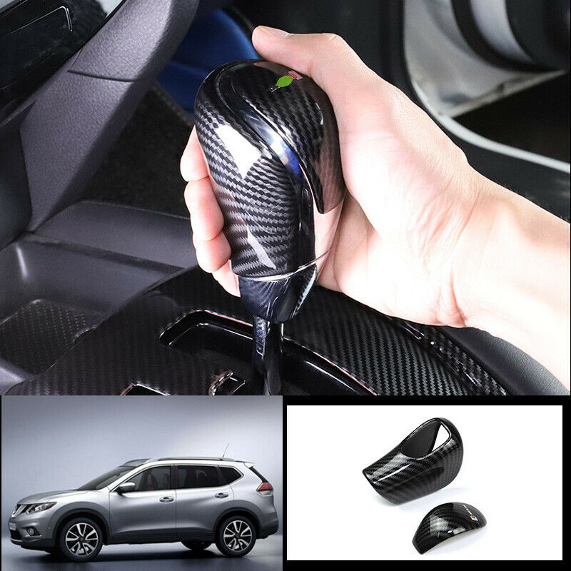 For Nissan Rogue 2014-2020 ABS Carbon fiber car Gear shift knob cover trim 2pcs