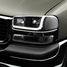 For 1999-2006 GMC Sierra 1500 2500 DRL LED Black Clear Headlights+Bumper 4PCS