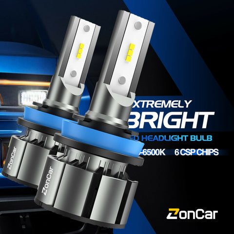 ZonCar Bright LED Headlight High Beam H9 H11 Bulb 10000LM 6500K White Headlamps