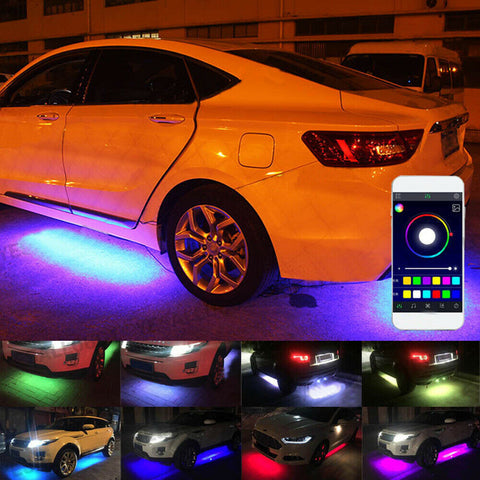 RGB LED Under Car Tube Strip Underglow body Neon Light Kit Phone App Control