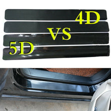 4Pcs 5D Black Carbon Fiber Car Door Plate Sill Anti Scratch Scuff Cover Stickers