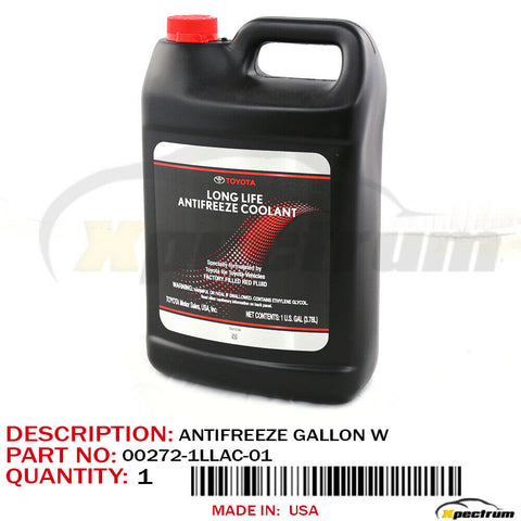 TOYOTA FACTORY OEM 00272-1LLAC-01 LONG LIFE ANTIFREEZE COOLANT RED FLUID GALLON