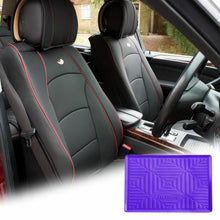 Leatherette Seat Cushion Covers Front Bucket Black w/ Purple Dash Mat For SUV