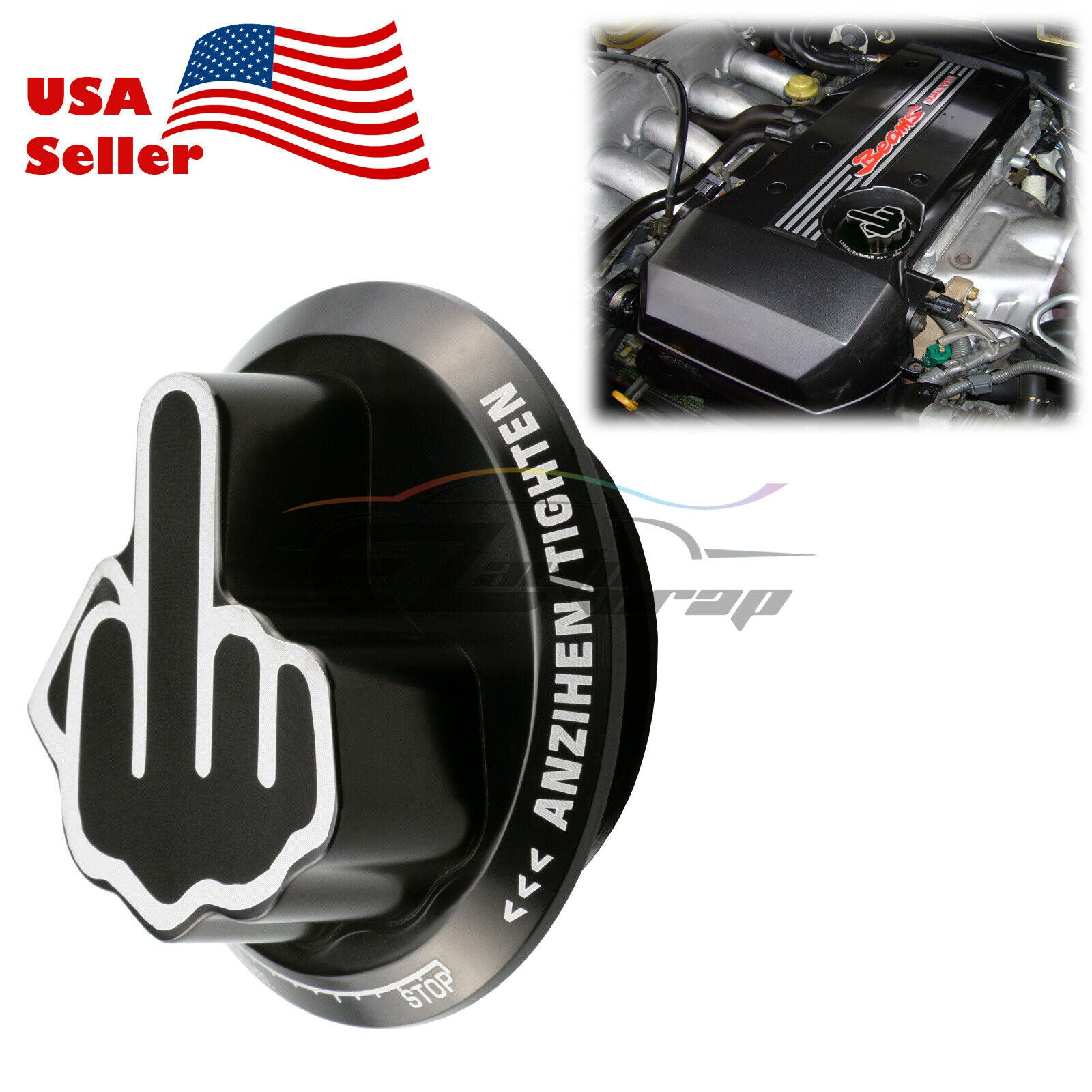 Black Middle Finger Novelty Engine Oil Filter Tank Cap Cover Aluminum For Toyota