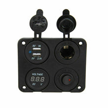 Marine Boat Car RV Voltmeter Dual USB Port 12V Power Socket 4 Hole Panel Switch