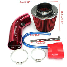 Universal Car Cold Air Intake Filter Induction Pipe Power Flow Hose System Red