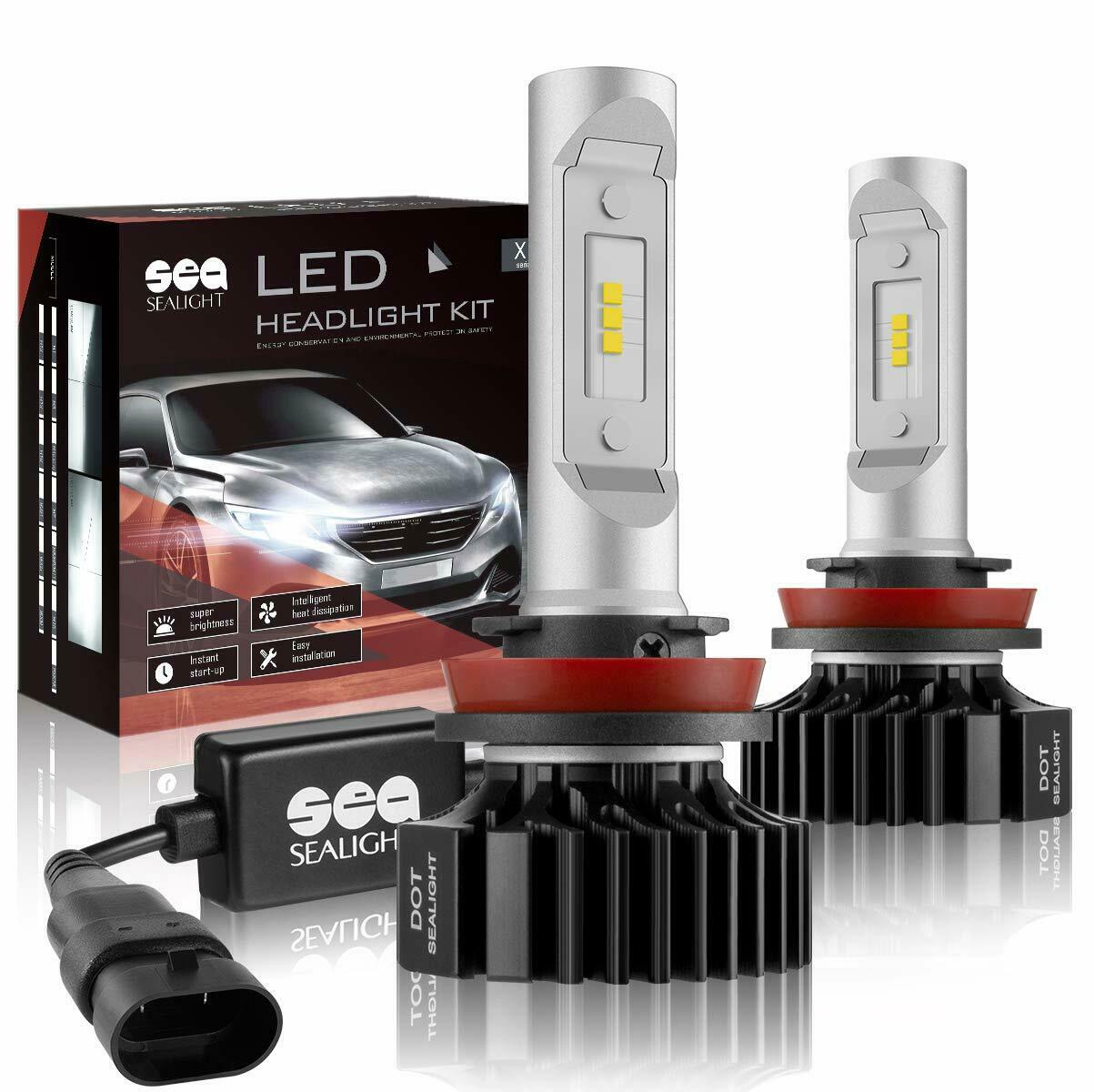 SEALIGHT H11/H8/H9 LED Headlight Bulbs Kits Cool White 6500K Low Beam&Fog Lights