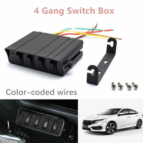 1*4 Gang 40A On/Off Rocker Switch Box Controller 20A Strobe Light 12V Car Yachat