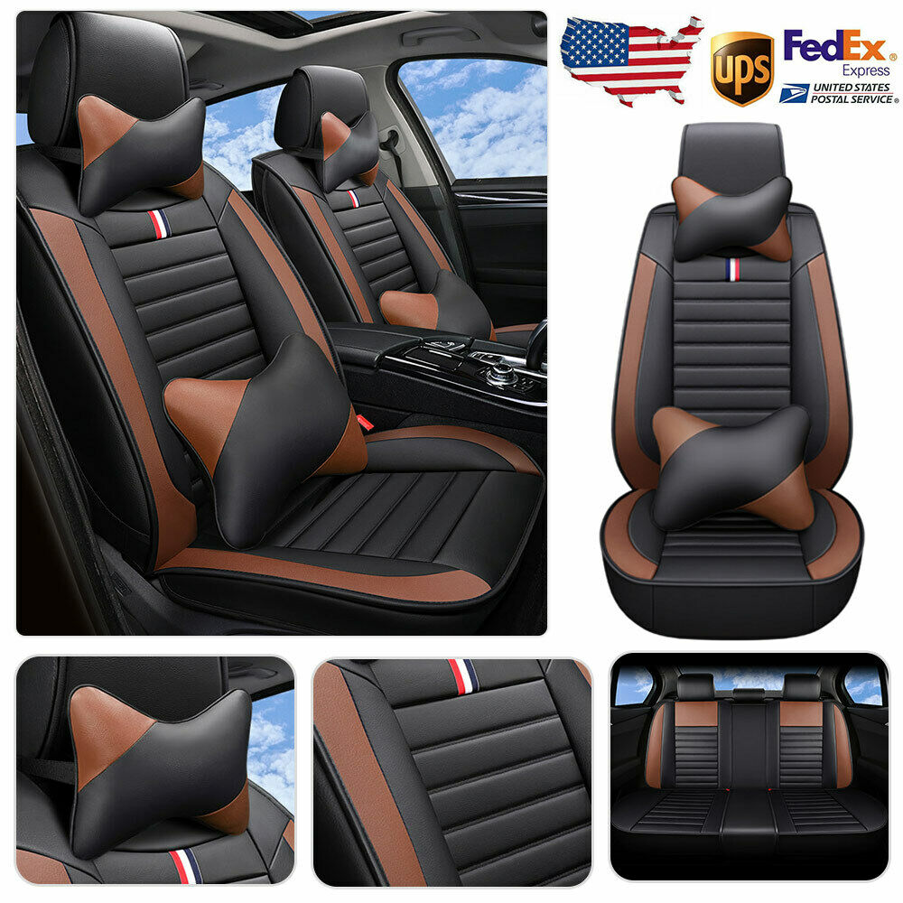 US Car SUV Seat Covers Leather Universal Cushion Full Set Front Rear Accessories