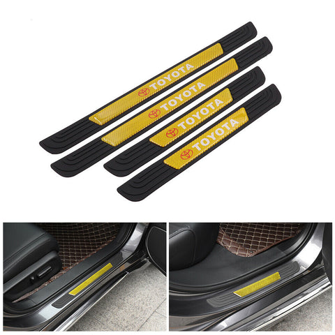 4PCS Black Rubber Car Door Scuff Sill Cover Panel Step Protector For Toyota