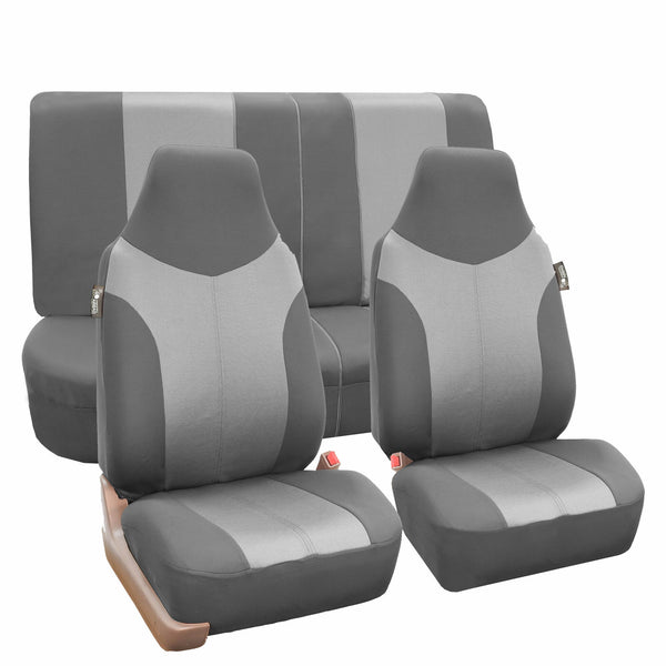Universal Highback Seat Covers Full Set For Auto Car SUV 2 Tone Gray
