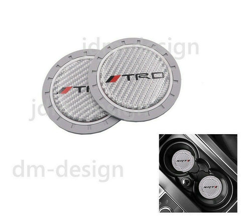 2PCS Silicone Carbon Fiber Car Cup Holder Pad Mat Coaster For TRD Non-Slip