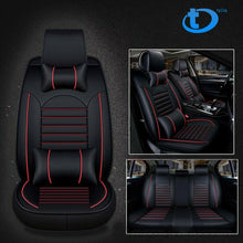 5Seats Car Seat Cover Full Front+Rear Cushion Size L Deluxe PU leather W/Pillow